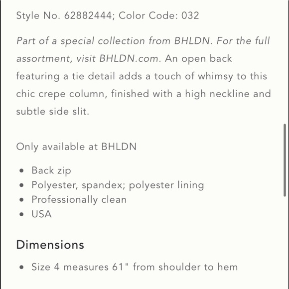 NWT BHLDN London Crepe Tie Back Dress Black Size 8 - Picture 6 of 17